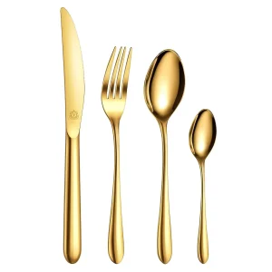 24 Piece Flatware Set Rounded Tip Service for 6