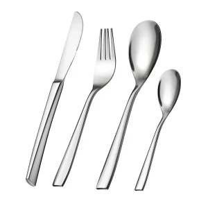 24 Piece Flatware Set Squared Tip Service for 6